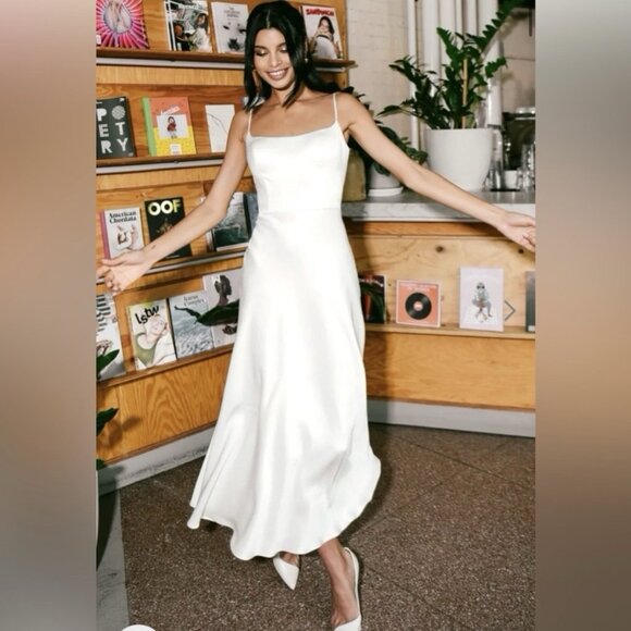 Jenny Yoo Dresses & Skirts - Jenny Yoo The Callista Midi Dress in Ivory Size 6 Fit & flare